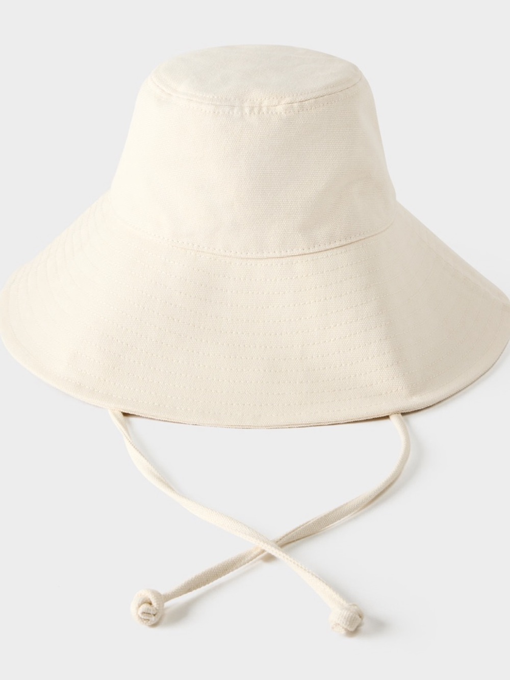 Aritzia Cream Wide-Brim Sun Hat with Chin Ties